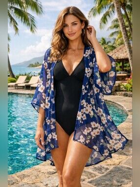 OLRAIN Sheer Chiffon Kimono Cardigan